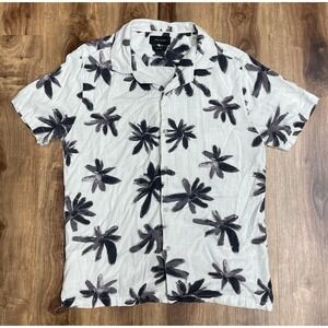 Porter and Ash Shirt Linen Blend Hawaiian Floral Camp Button Up Men's Small